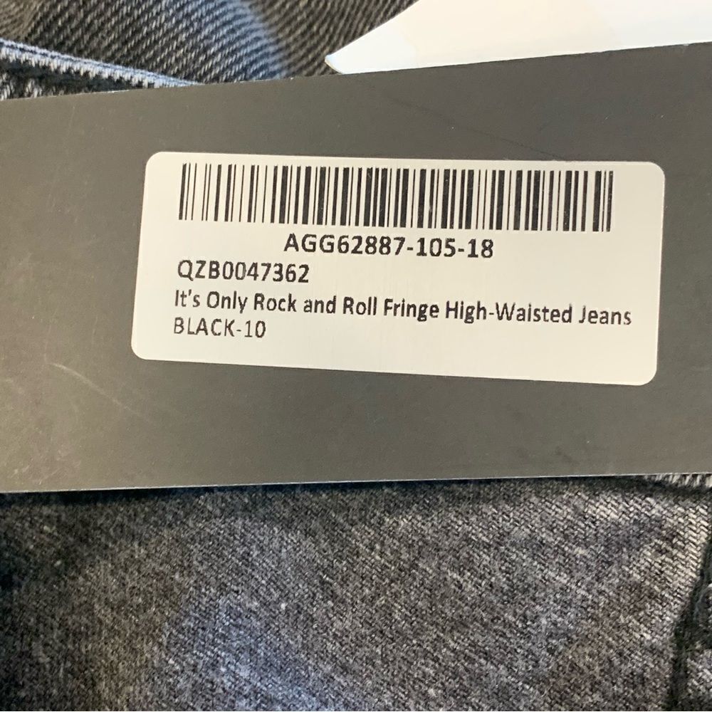 Nasty Gal It’s Only Rock and Roll Fringe High Waisted Jeans Black Size 6 - Picture 8 of 12